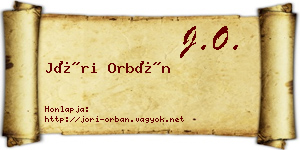 Jóri Orbán névjegykártya